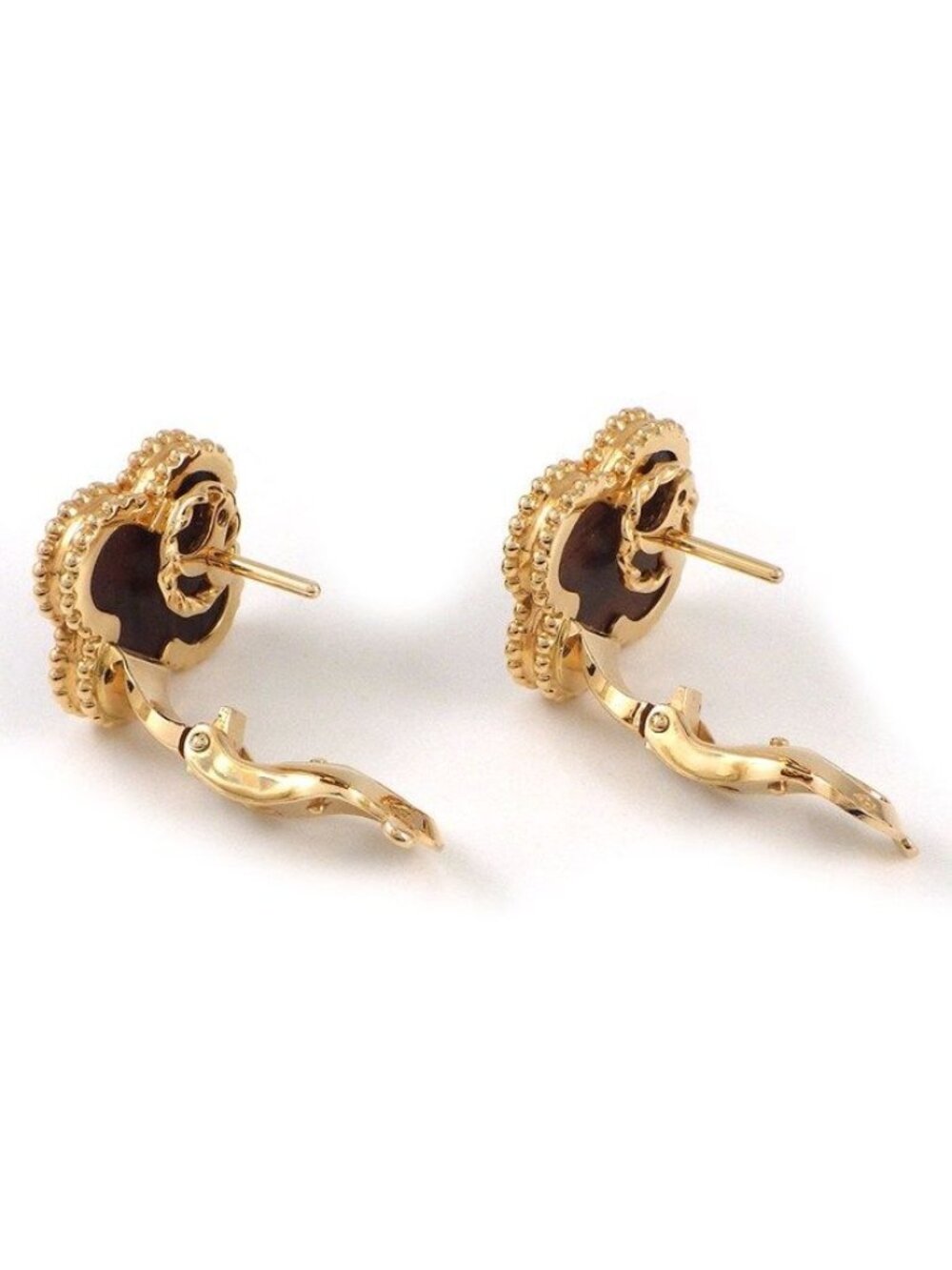 Van Cleef & Arpels Earrings Vintage Alhambra Letterwood 18k Pink Gold - Picture 2 of 6
